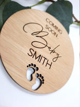 Load image into Gallery viewer, Wooden Baby Announcement Disc
