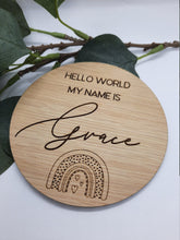 Load image into Gallery viewer, Wooden Baby Announcement Disc
