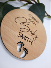 Load image into Gallery viewer, Wooden Baby Announcement Disc
