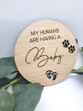 Load image into Gallery viewer, Wooden Pet Baby Announcement Disc
