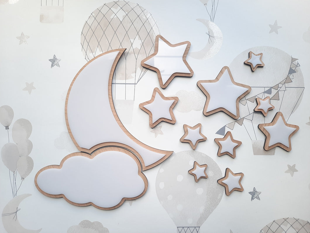 Wooden Star & Moon Wall Decor