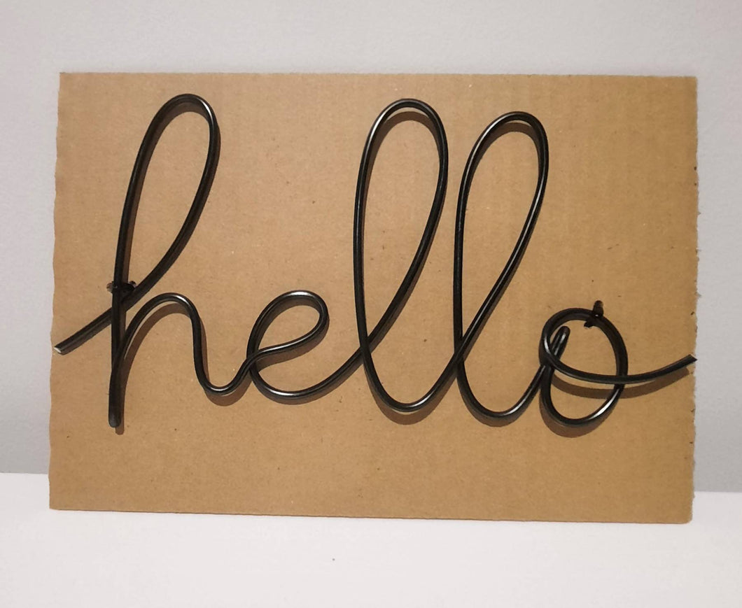 Wire hello wall sign