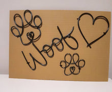 Load image into Gallery viewer, Wire Woof with Paws &amp; Heart wall sign

