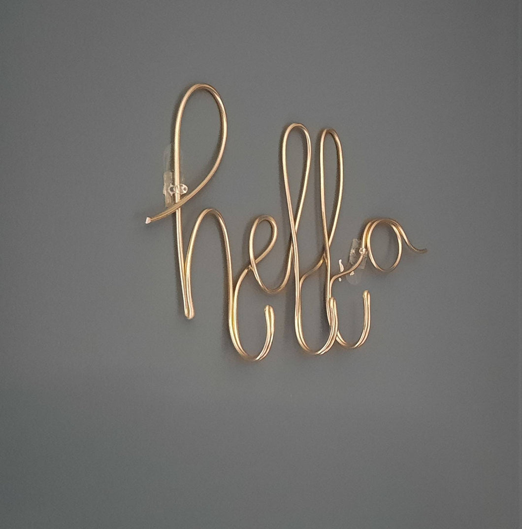 Wire hello key hook wall sign