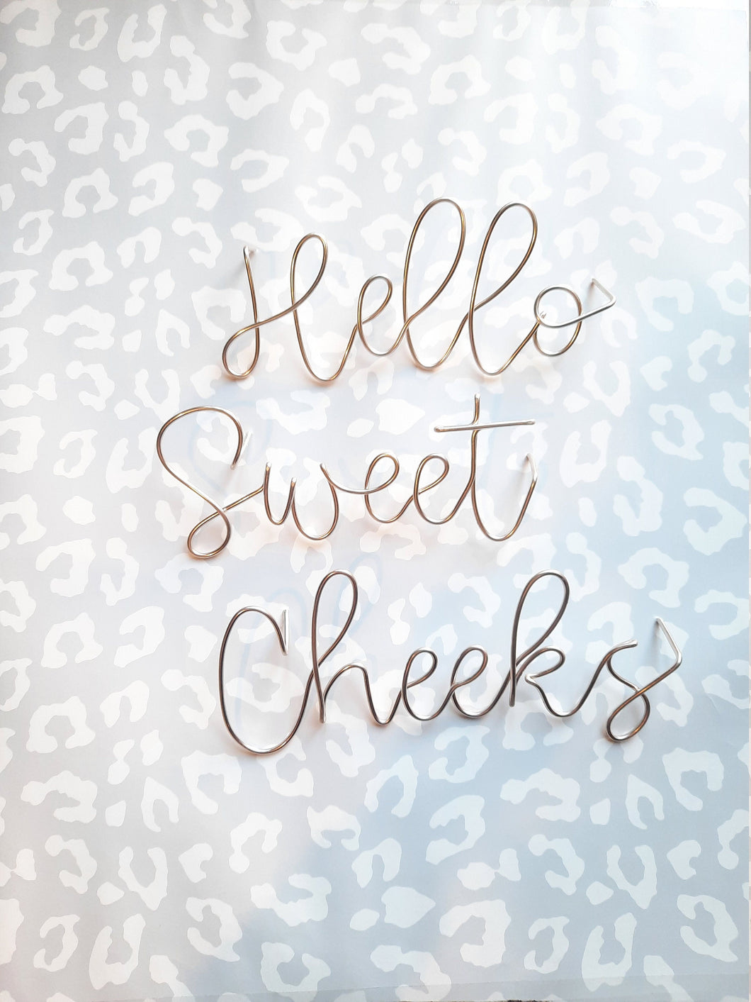 Wire Hello Sweet Cheeks wall sign