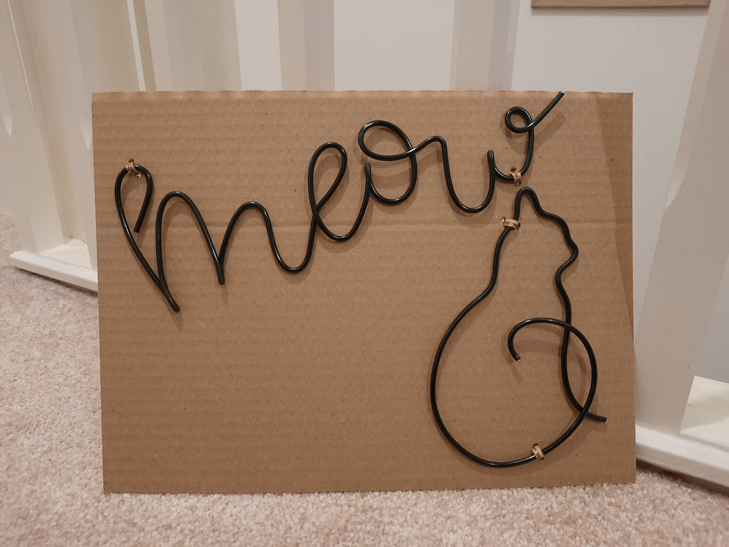 Wire Meow & Cat wall sign