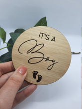 Load image into Gallery viewer, Wooden Baby Boy Announcement Plaque

