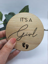Load image into Gallery viewer, Wooden Baby Girl Announcement Plaque
